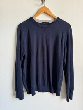 Z ZEGNA Cashmere-Cotton Crewneck Sweater in Navy